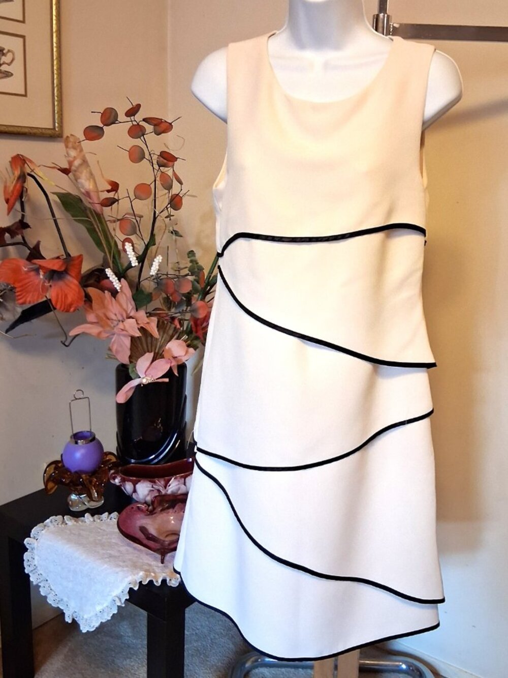 NWOT RINASCIMENTO Unique Well Tailored Artistic Design White Tiered Dress 10 - Picture 2 of 12
